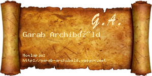 Garab Archibáld névjegykártya